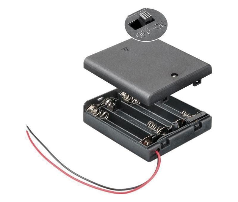 PORTAPILAS x2 R6 (AA) con tapa e interruptor : : Electrónica