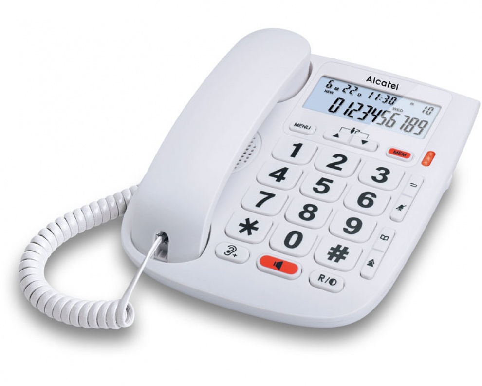 TELEFONO FIJO SOBREMESA CON TECLAS GRANDES PARA MAYORES, BLANCO, MANOS  LIBRES, 3 MEMORIAS DIRECTAS SPC 3294B