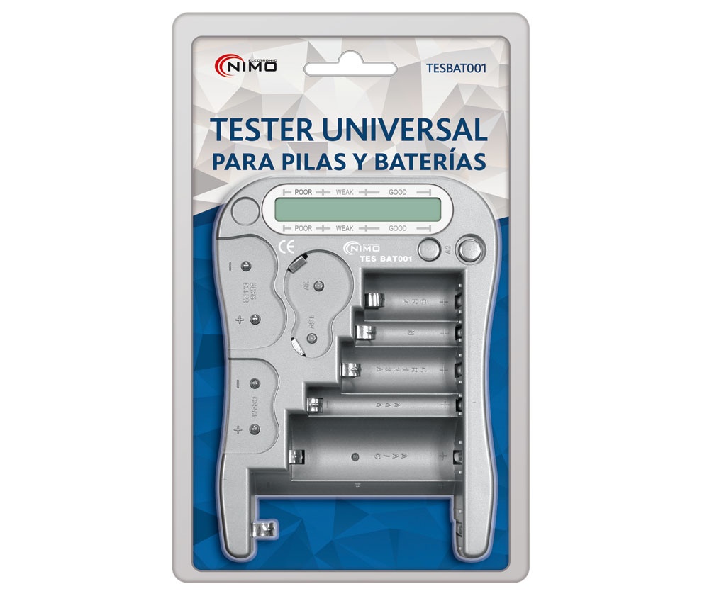 TESBAT001 Tester universal para pilas y baterías
