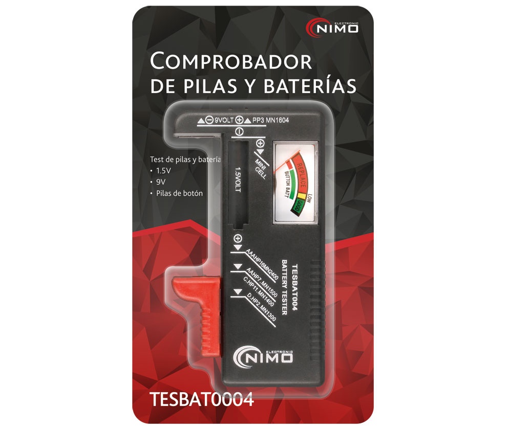 Pilas alcalinas: Comprobador de batería para pilas de botón, AA, AAA, C, D,  9v